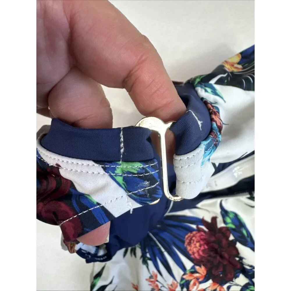Hapari Women's XS = 0/2 One‎ Piece Swimsuit Navy Floral EUC